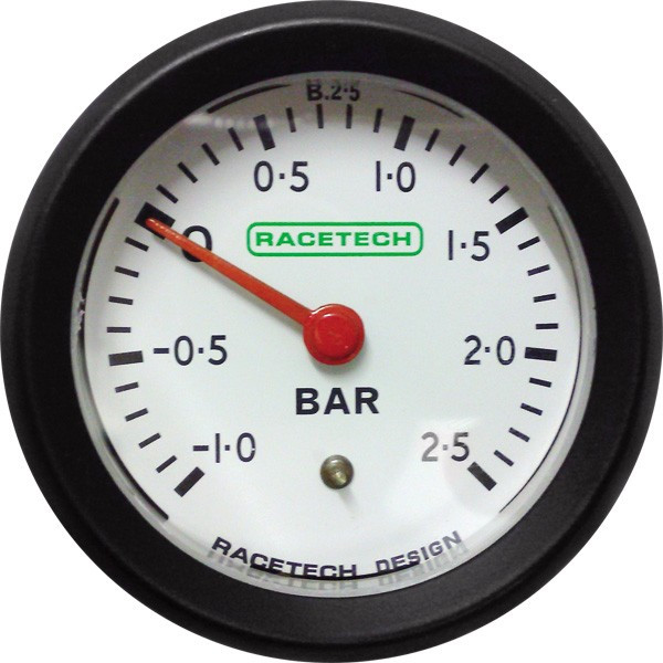 Manómetro Presión Turbo -1 / +2.5 Bares Blanco RacetechArray