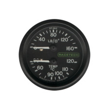 Manómetro mecânico 2 em 1 para pressão e temperatura Racetech, Ø 52 mm