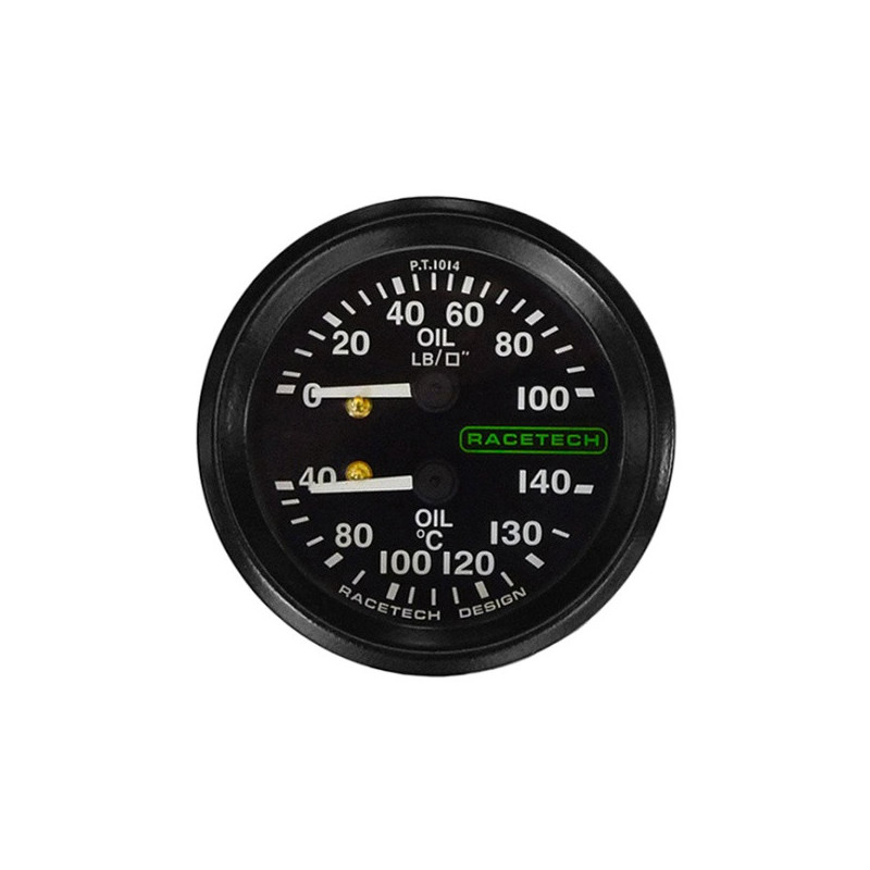 Manómetro Presión Aceite 100 PSI / Temperatura Aceite 140°C Racetech IluminadoArray