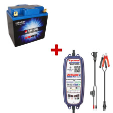 Paquete de baterías de litio 30A Shido + cargador de baterías Optimate 2 Duo