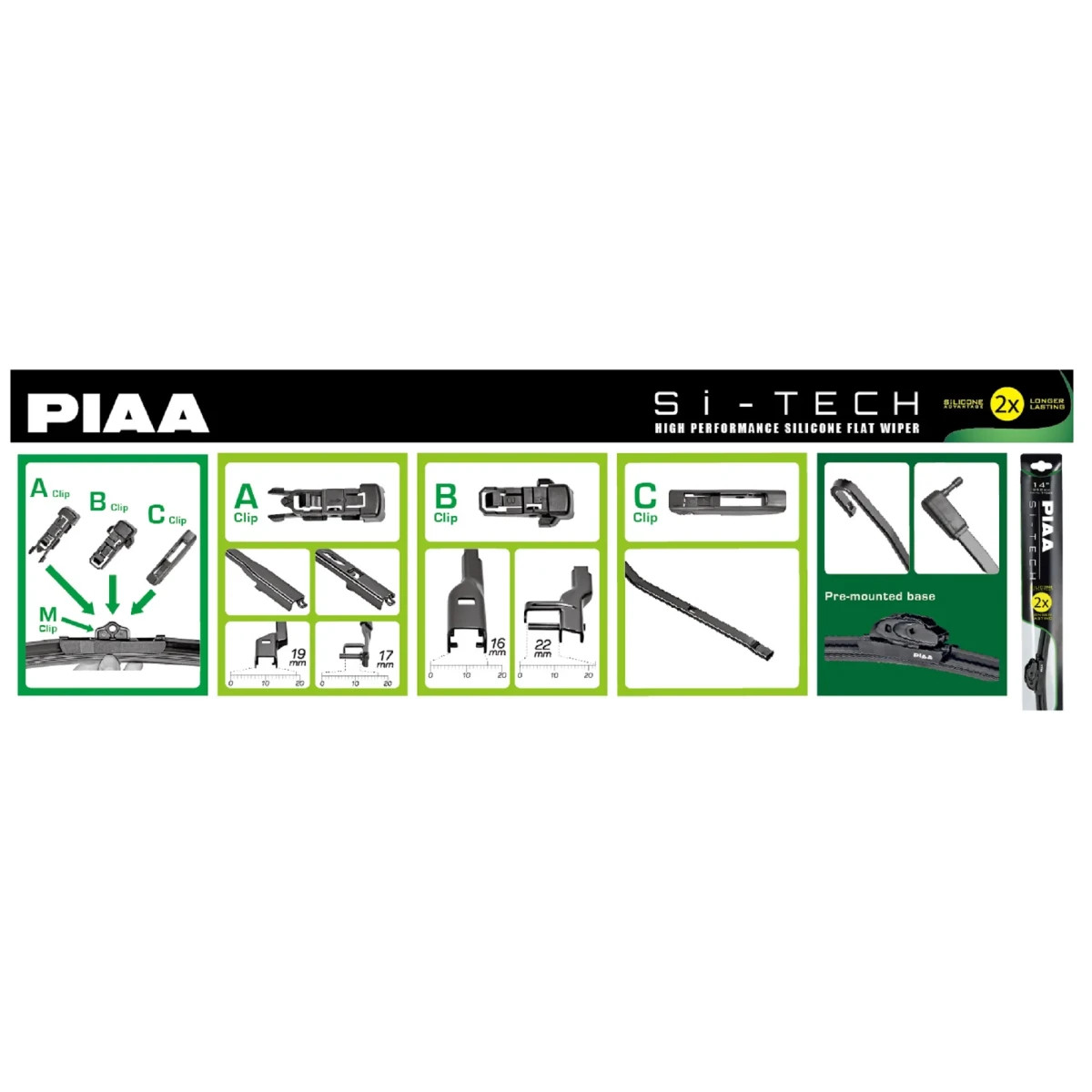 Lâmina do limpa-para-brisas de silicone PIAA Si-Tech 97055B 550 mmArray