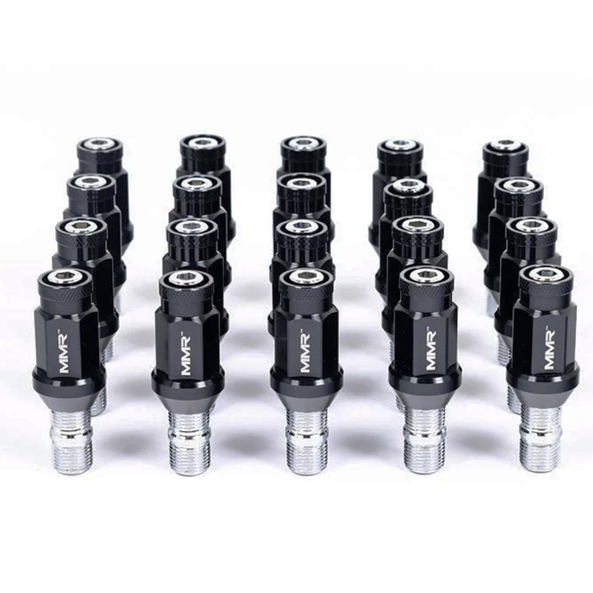 Equipa tu BMW o MINI con el kit MMR, que incluye 20 espárragos M14x1,25 de 70 mm y 20 tuercas cónicas. Ideal para llantas deArray