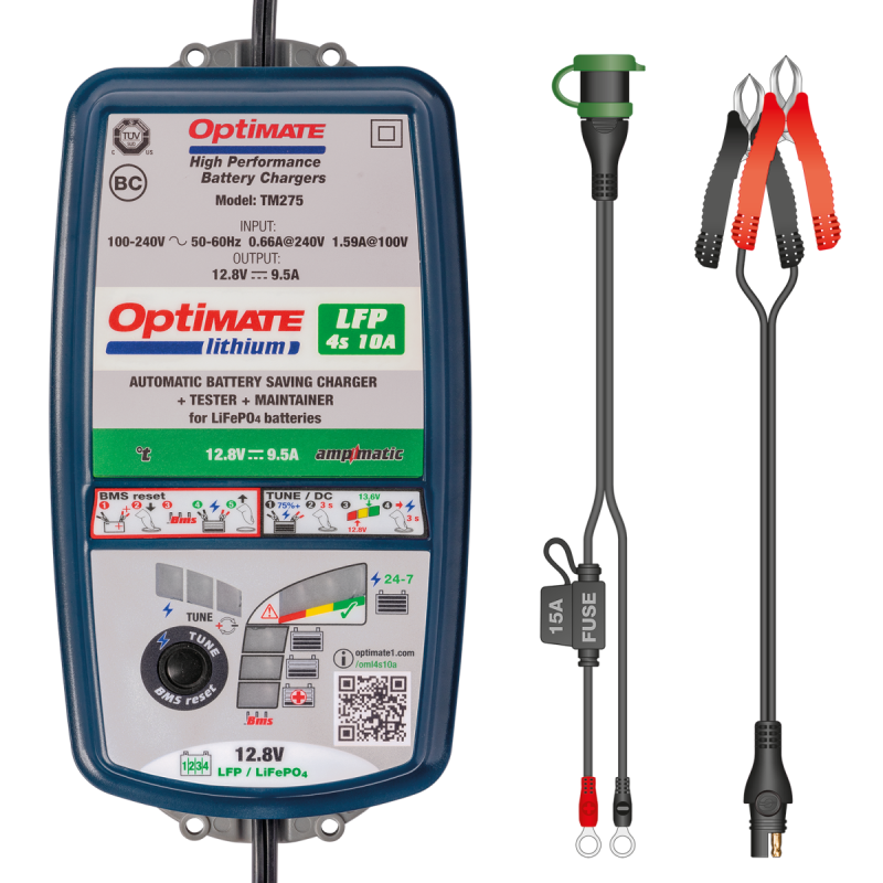 Carregador de bateria de lítio LiFePO4 12,8 V OptiMate Lithium 4S 10 A TM274 V2Array