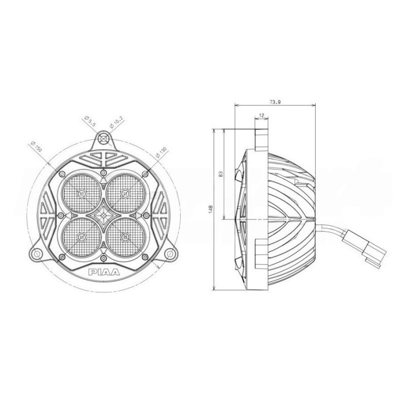 Faro led de giro y largo alcance PIAA LPM137A 130 mm 4000 K 30 W 4000 lm RallyArray
