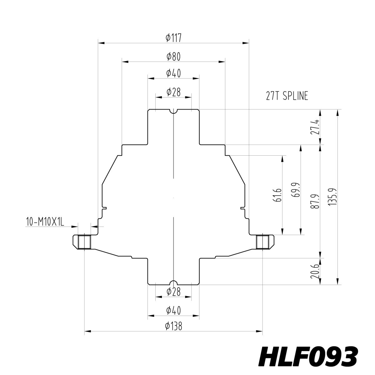 Diferencial de deslizamento limitado Blackline Honda, caixa S80, coroa de 117 mm - HLF093Array