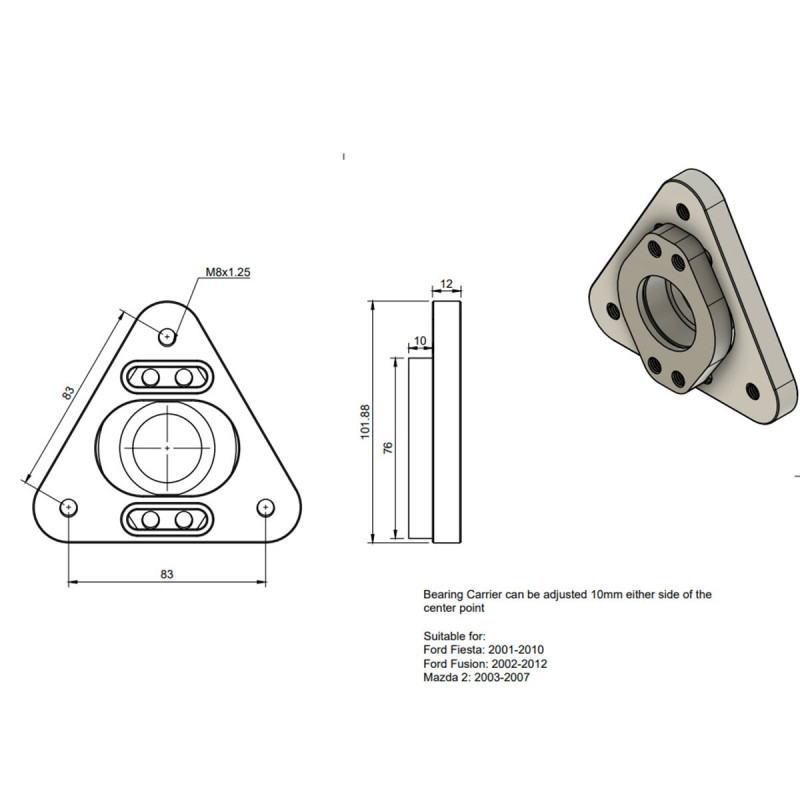 Par de copas ajustáveis OBP para Ford Focus MK1 / Fiesta / Mazda 2 - OBPTM011FArray