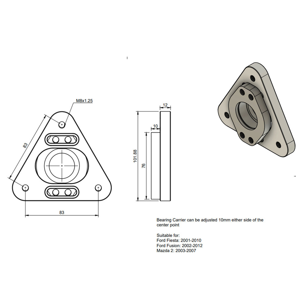 Par de copelas ajustables OBP para Ford Focus MK1 / Fiesta / Mazda 2 - OBPTM011FArray