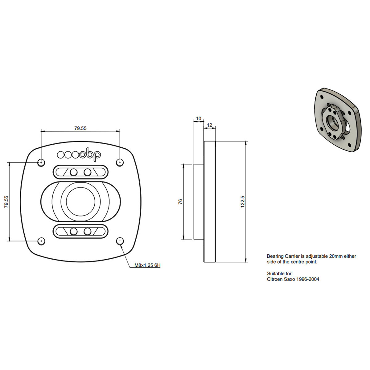 Juego de copelas ajustables OBP para Citroën Saxo / Peugeot 106 - OBPTM010FArray