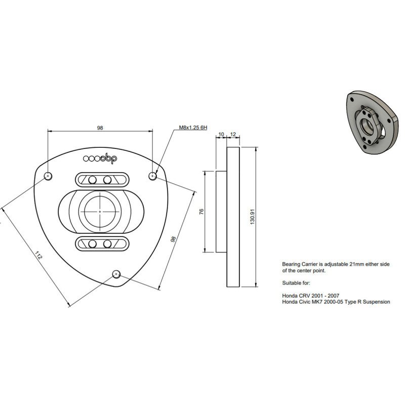 Par de copelas ajustables OBP para Honda Civic MK7 / Type R y CR-V - OBPTM009FArray