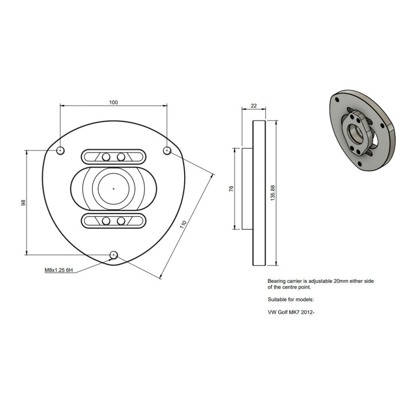 Par de copas ajustáveis com rótula OBP para VW Golf 7 - OBPTM005FArray