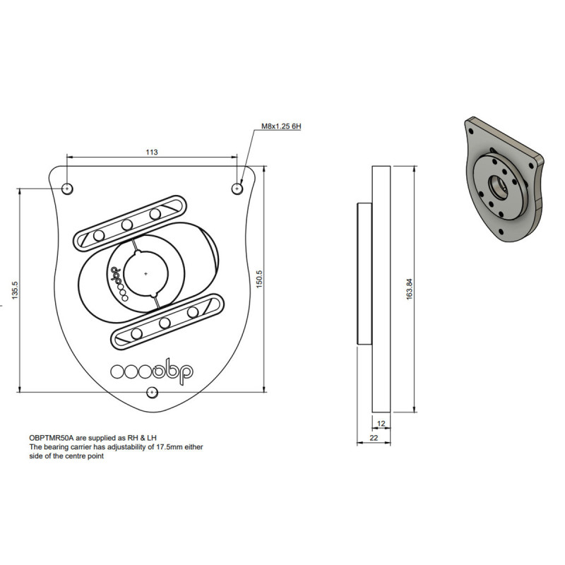 Par de copelas ajustables con rótula OBP MINI R50 / R52 / R53 - OBPTMR50AArray