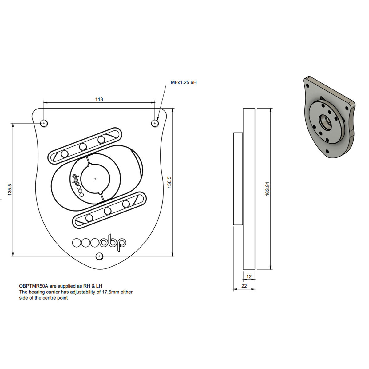Par de copelas ajustables con rótula OBP MINI R50 / R52 / R53 - OBPTMR50AArray