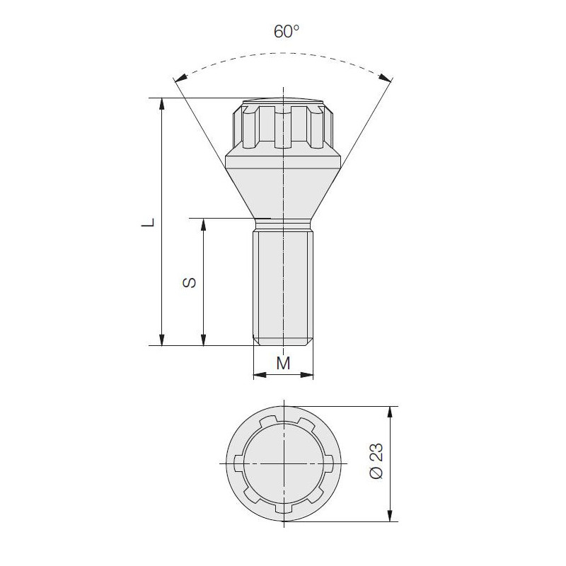 Kit de pernos de bloqueo de ruedas cónicos de 60°Array