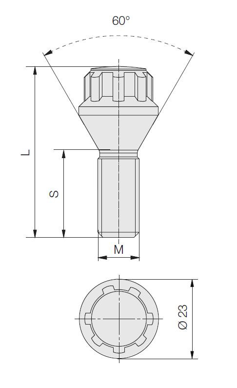 Kit de parafusos antifurto de roda cônicos a 60°Array