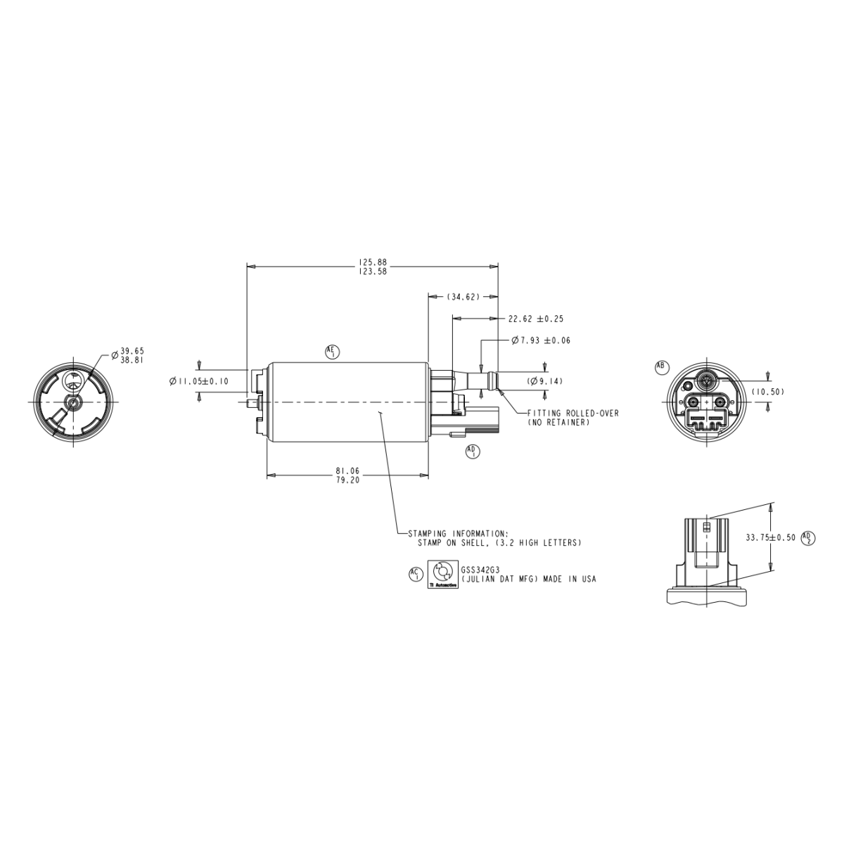 Bomba de gasolina universal Walbro GSS342 255 l/hArray