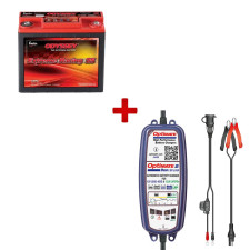 Pack de batería AGM Odyssey Extreme PC680 de 12 V + cargador OptiMate 2 DUO de 12 V - Automoción, taller y almacenamiento