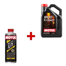 Pack de revisión técnica MOTUL: aceite de motor 8100 X-CLEAN + 5W30 y aditivo para motores diesel de regalo