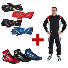 Pacote Karting GT2i Race &amp; Safety: Fato, Luvas de Karting e Botas de Karting para Adultos Unissexo