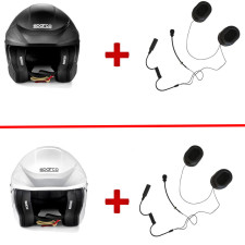 Pack Start: casco jet SPARCO FLUX RJ hans + kit de micrófono y altavoz GT2i Rallye