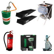 Pacote de assistência com ferramentas para mecânicos: manuseamento, purga dos travões, aperto/desaperto, segurança contra incênd