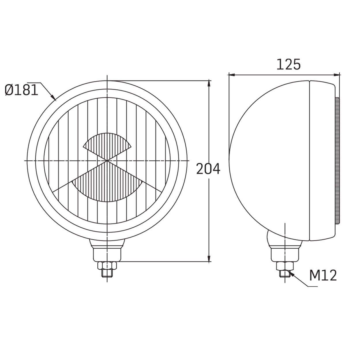 Faro de largo alcance SIM 3205 de acero inoxidable cromado H3 Ø181 mmArray