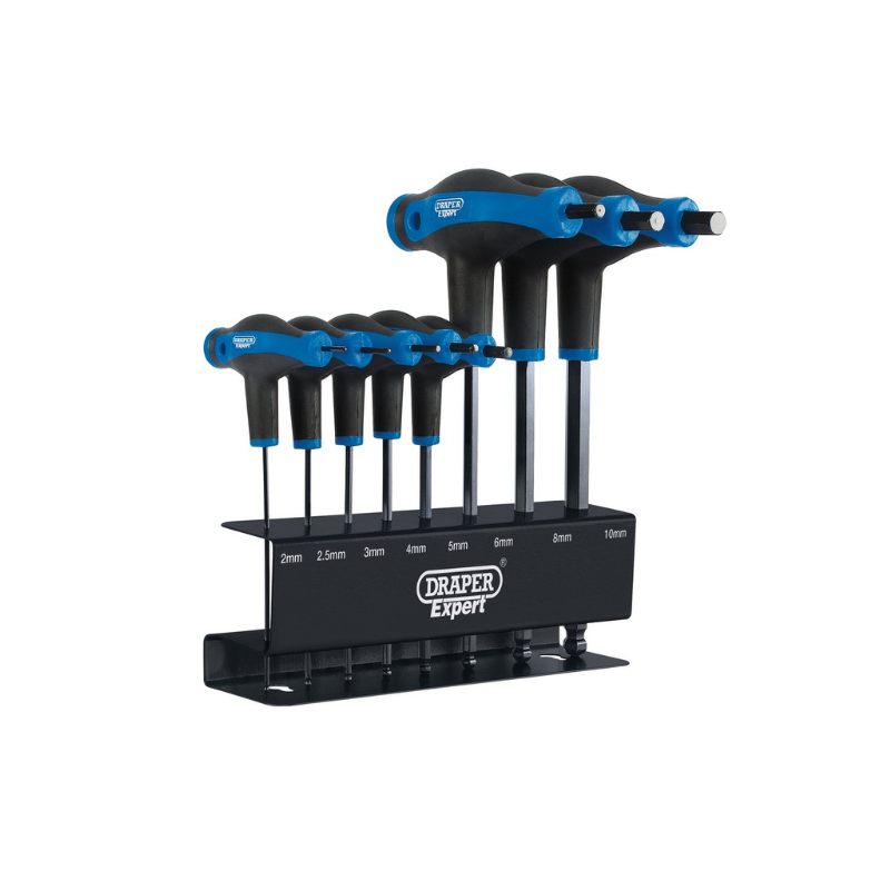 Draper Tools Jogo de chaves hexagonais e de esferas com cabo em T (8 unid.)Array