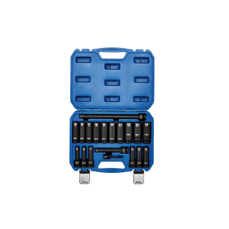 Draper Tools Conjunto de chaves de impacto métricas de 1/2" HI-TORQ (19 peças)Array
