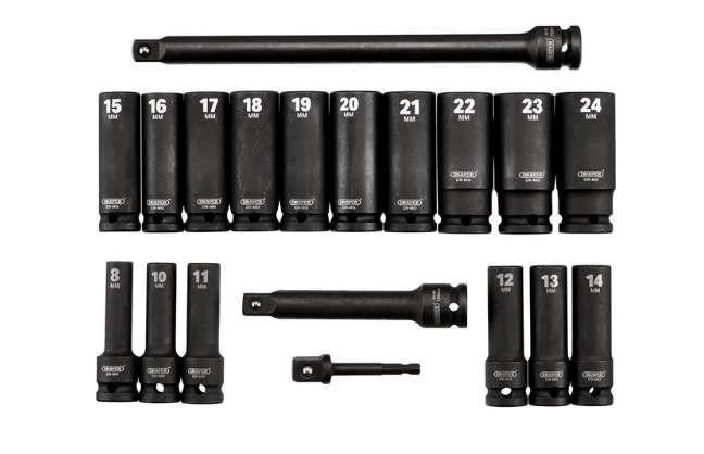 Draper Tools HI-TORQ Juego de llaves de impacto métricas de 1/2" (19 piezas)Array