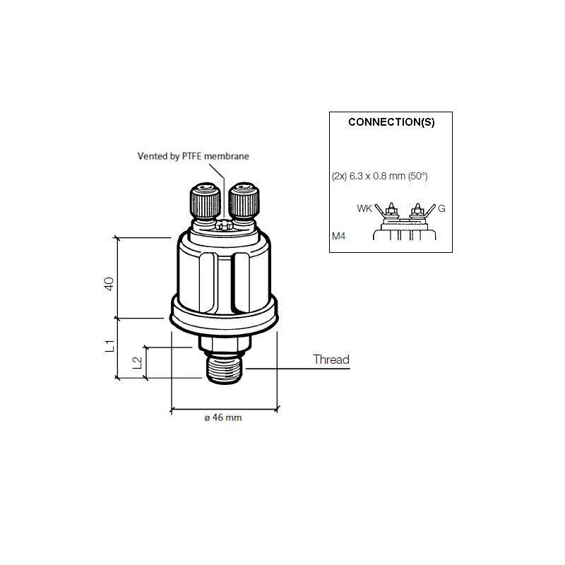 Sensor de pressão do óleo VDO Com contacto de aviso 10 Barras 18X150Array