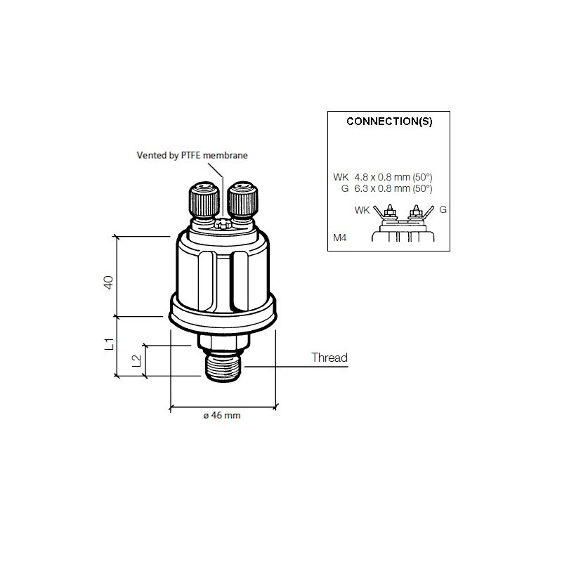 Sensor de pressão do óleo VDO Com contacto de aviso 10 Barras 16X150Array
