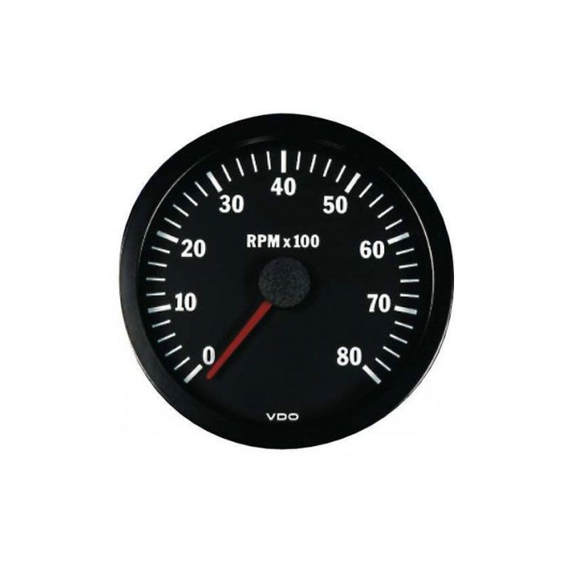 Contador de rotações VDO 8000 RPM Diâmetro 100 Fundo Preto 4 / 6 / 8 Cilindros Diesel / GasolinaArray