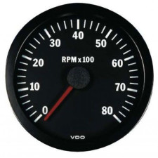 Contador de rotações VDO 8000 RPM Diâmetro 100 Fundo Preto 4 / 6 / 8 Cilindros Diesel / Gasolina
