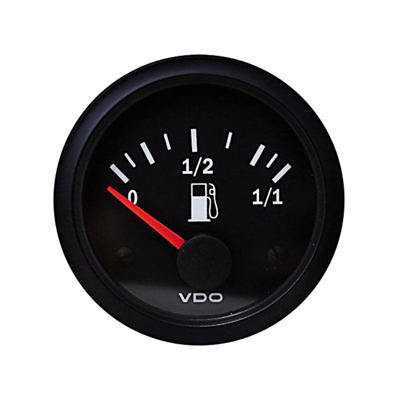 Manómetro VDO Nível de gasolina Visão tubular Diâmetro 52 Fundo pretoArray