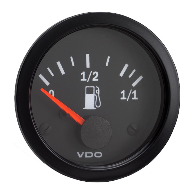 Manómetro VDO Nível de gasolina Visão tubular Diâmetro 52 Fundo pretoArray