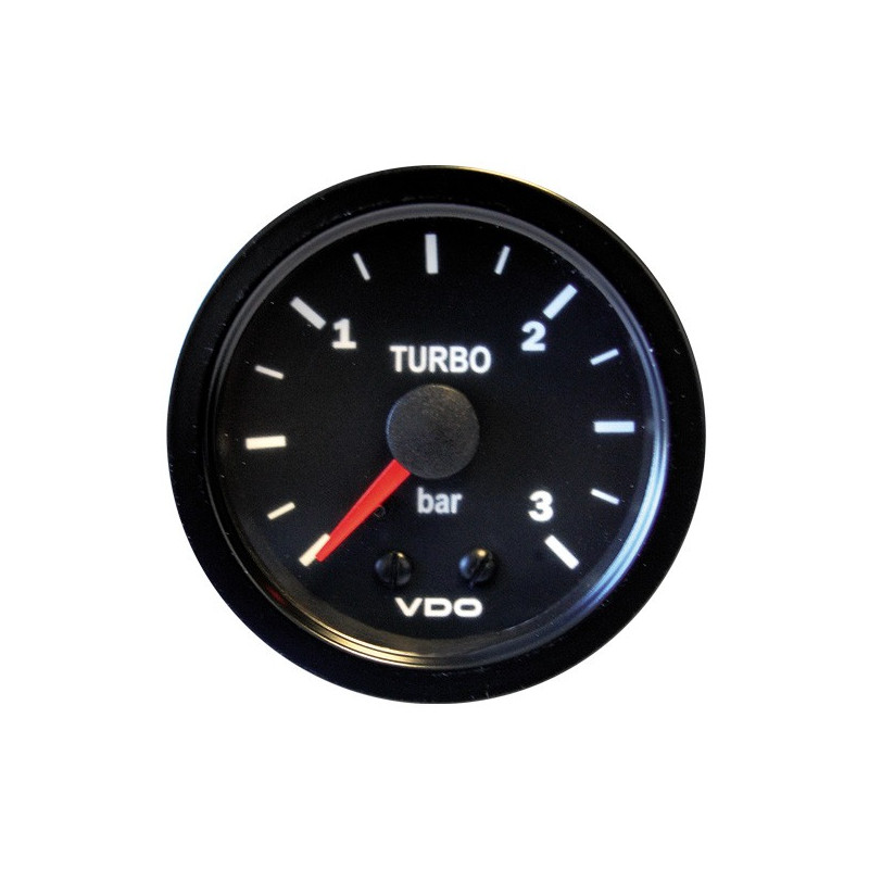 Manómetro VDO Pressão Turbo 0-3 Barras Diâmetro 52 Mecânico Fundo PretoArray