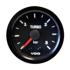 Manómetro VDO Pressão Turbo 0-3 Barras Diâmetro 52 Mecânico Fundo Preto