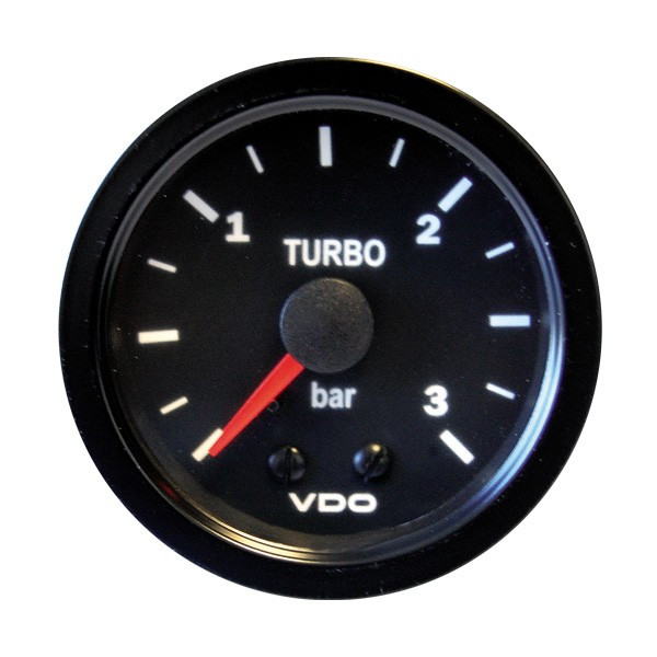 Manómetro VDO Pressão Turbo 0-3 Barras Diâmetro 52 Mecânico Fundo PretoArray