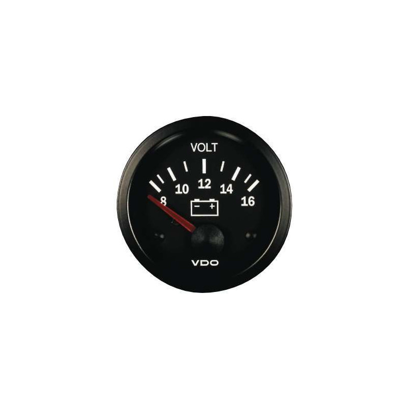 Medidor de pressão Voltímetro VDO 8 / 16 Volt Diâmetro da visão 52 Fundo pretoArray