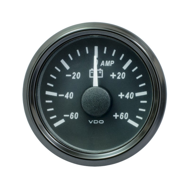 Amperímetro VDO SingleViu Diâmetro 52mm Fundo Preto -60A/+60AArray