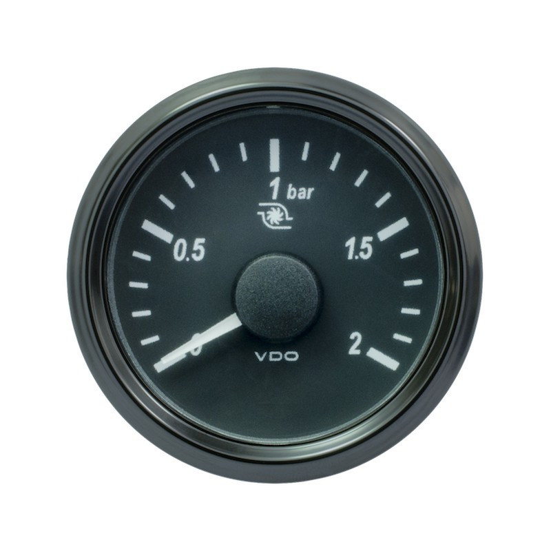 Manómetro Turbo VDO SingleViu™ 0-2Bars Diâmetro 52 Fundo PretoArray