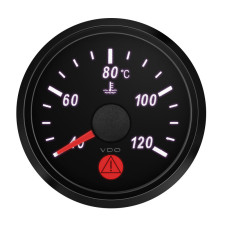 Temperatura da água VDO SingleViu 52mm de diâmetro Fundo preto 40°C/120° Temperatura da água