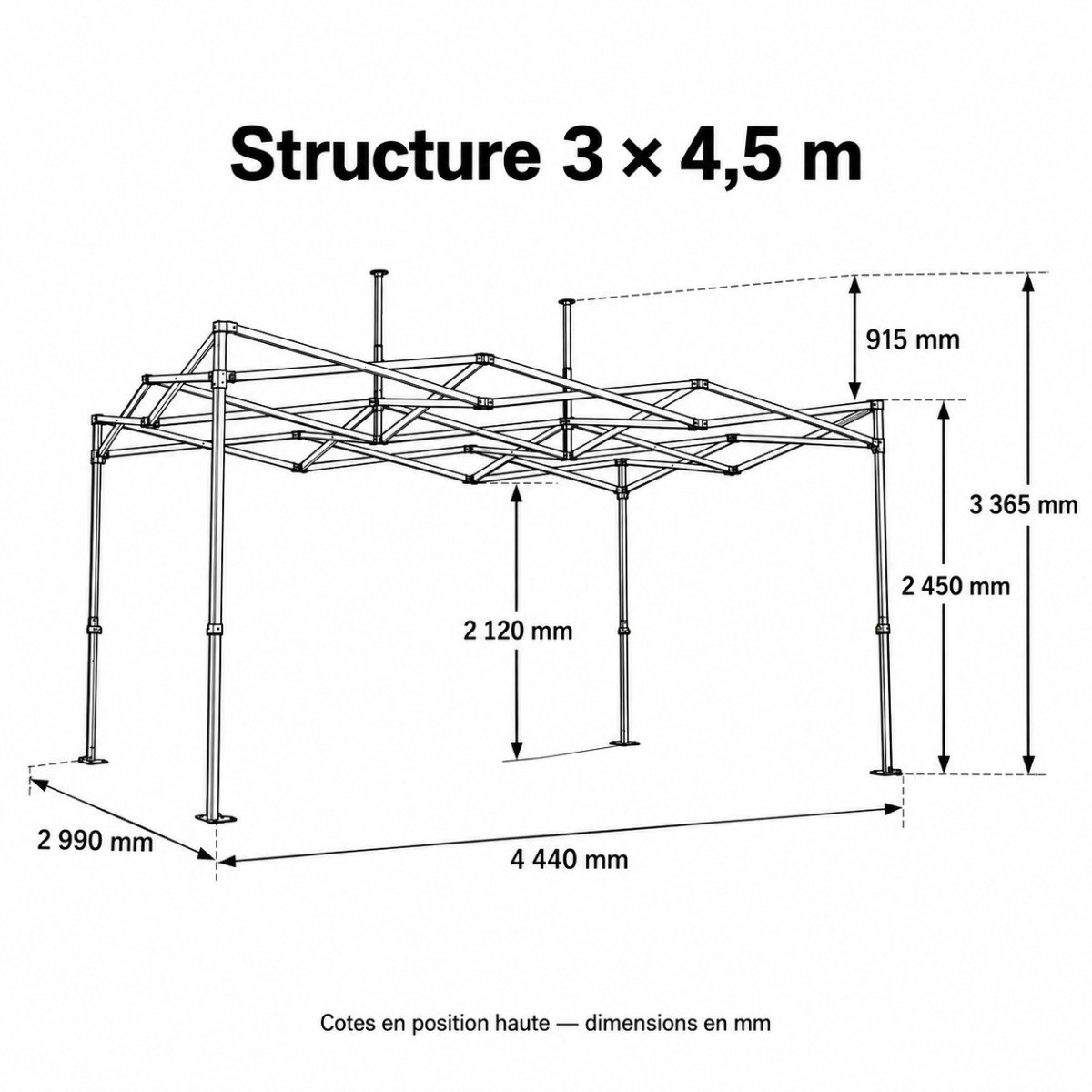 Estrutura de barnum em aço 3 × 4,5 m | GT-T3X4-5-STRUCTArray