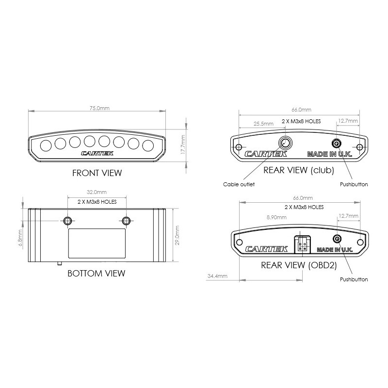 Shift light Cartek Club de 8 LED RGB CK-LS-CLArray