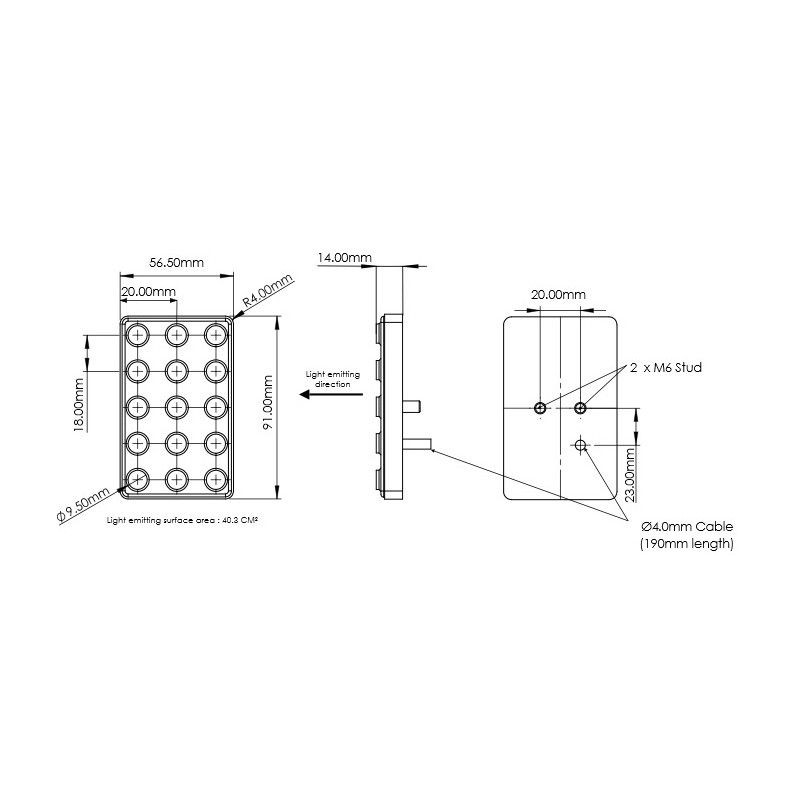 Luz de chuva LED Cartek FIA 8874-2019 | CK-LRS-15RMArray