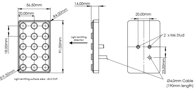 Luz de chuva LED Cartek FIA 8874-2019 | CK-LRS-15RMArray