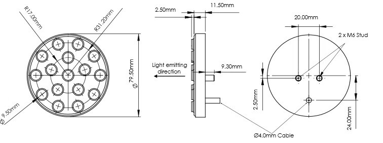 Lluvia de luz LED redonda Cartek FIA 8874-2019 | CK-LRS-16CMArray