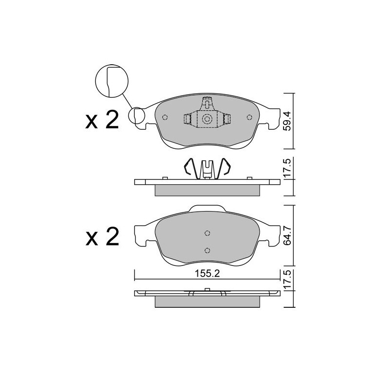 Pastilhas de travão GT2i Club dianteiras para Renault Clio VI 1.8 E-tech 160 Full HybridArray