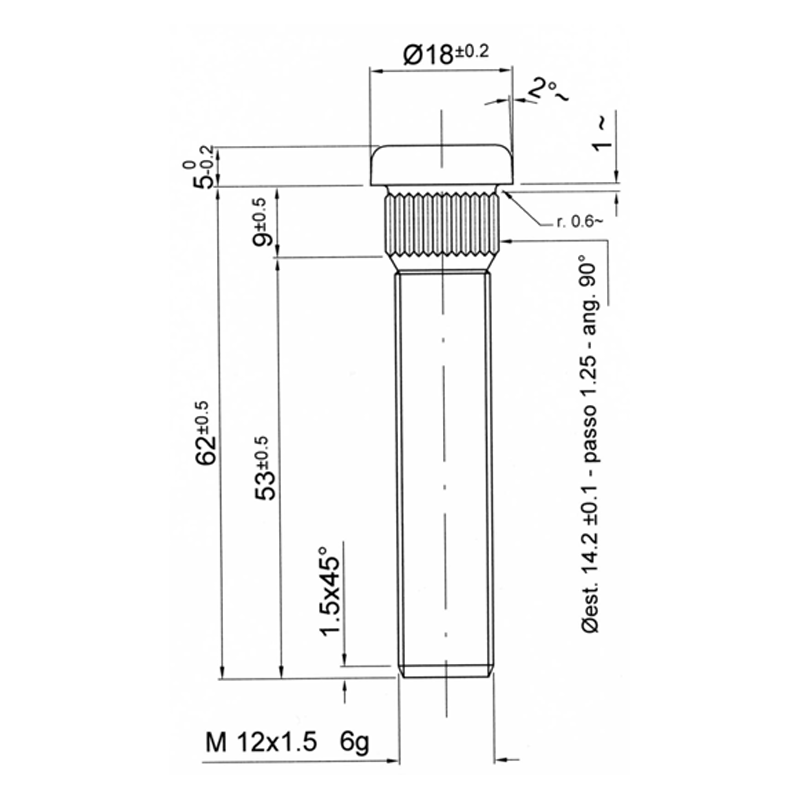 Espárrago de Rueda con Cabeza y Estriado GT2i Race & Safety para Mitsubishi 12x150mm 67mmArray