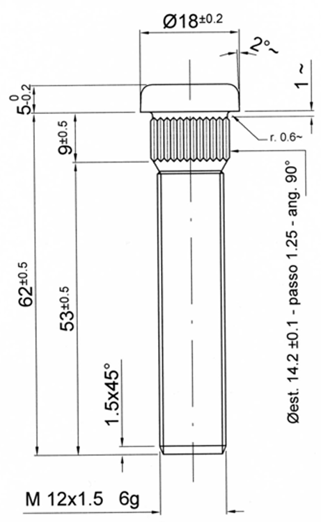 Espárrago de Rueda con Cabeza y Estriado GT2i Race & Safety para Mitsubishi 12x150mm 67mmArray