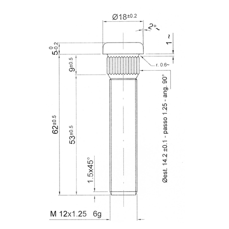 Espárragos de Ruedas SUBARU / NISSAN 12x125mm 67mmArray
